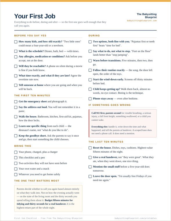 First Job Checklist preview